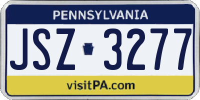 PA license plate JSZ3277