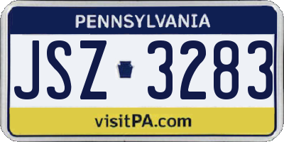 PA license plate JSZ3283