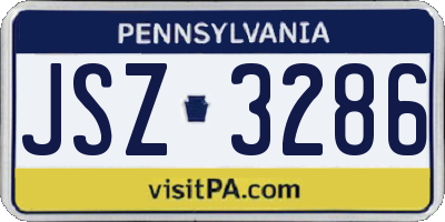 PA license plate JSZ3286