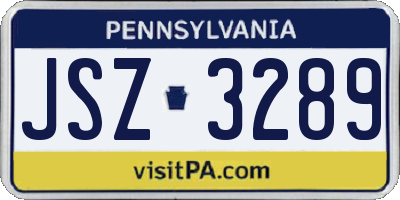 PA license plate JSZ3289