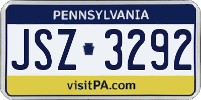 PA license plate JSZ3292