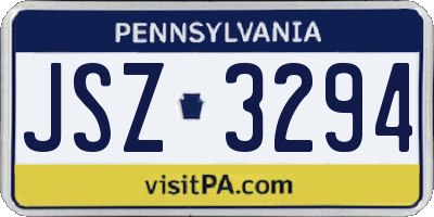 PA license plate JSZ3294