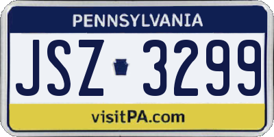 PA license plate JSZ3299