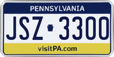 PA license plate JSZ3300