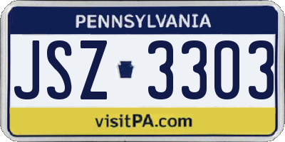 PA license plate JSZ3303