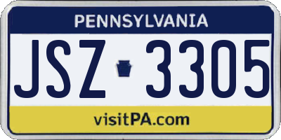 PA license plate JSZ3305
