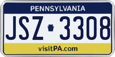 PA license plate JSZ3308