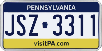 PA license plate JSZ3311