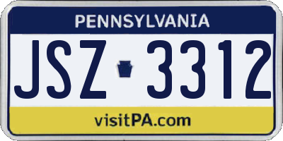 PA license plate JSZ3312