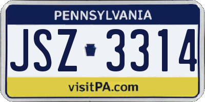 PA license plate JSZ3314