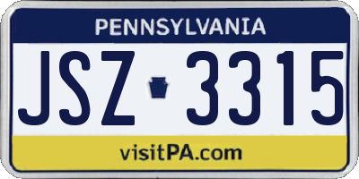 PA license plate JSZ3315