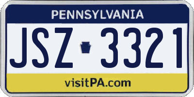 PA license plate JSZ3321