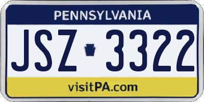 PA license plate JSZ3322