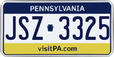 PA license plate JSZ3325
