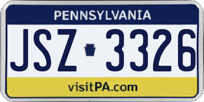 PA license plate JSZ3326
