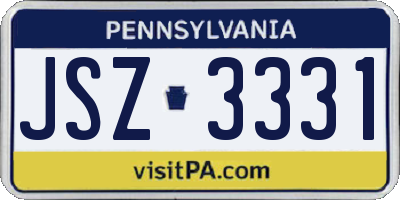 PA license plate JSZ3331