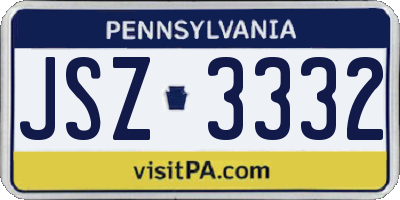 PA license plate JSZ3332