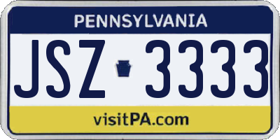 PA license plate JSZ3333