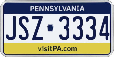 PA license plate JSZ3334