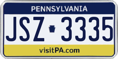 PA license plate JSZ3335