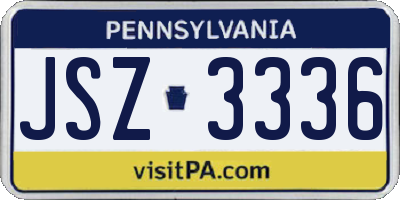 PA license plate JSZ3336
