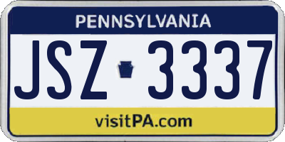 PA license plate JSZ3337