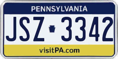 PA license plate JSZ3342