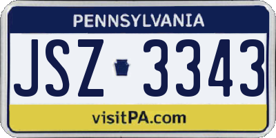 PA license plate JSZ3343