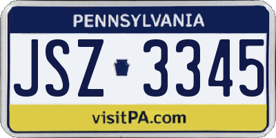 PA license plate JSZ3345
