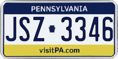 PA license plate JSZ3346