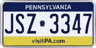 PA license plate JSZ3347