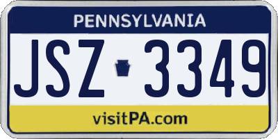 PA license plate JSZ3349