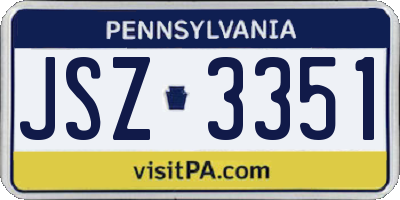PA license plate JSZ3351