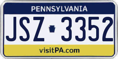PA license plate JSZ3352