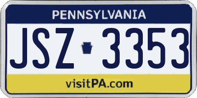 PA license plate JSZ3353