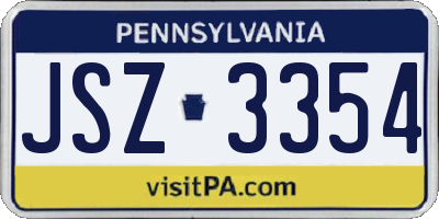 PA license plate JSZ3354