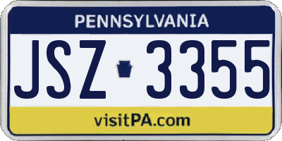 PA license plate JSZ3355
