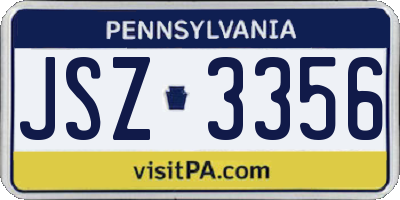 PA license plate JSZ3356