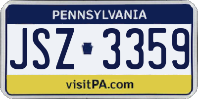 PA license plate JSZ3359
