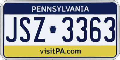 PA license plate JSZ3363