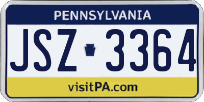 PA license plate JSZ3364
