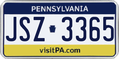 PA license plate JSZ3365
