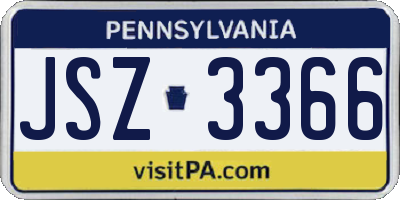 PA license plate JSZ3366