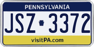 PA license plate JSZ3372
