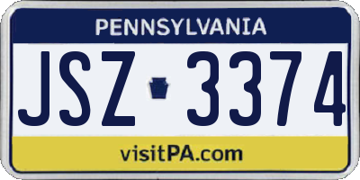 PA license plate JSZ3374