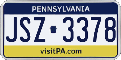 PA license plate JSZ3378
