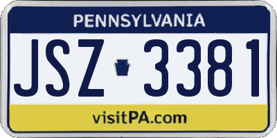 PA license plate JSZ3381