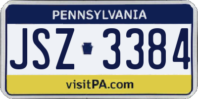 PA license plate JSZ3384