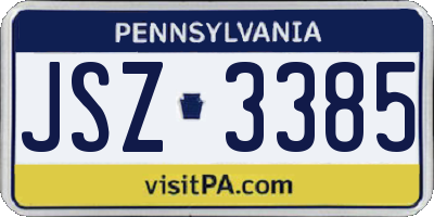 PA license plate JSZ3385