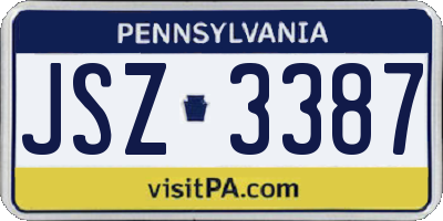 PA license plate JSZ3387